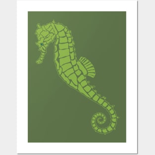 Luscious Two Tone Green Seahorse Design Posters and Art